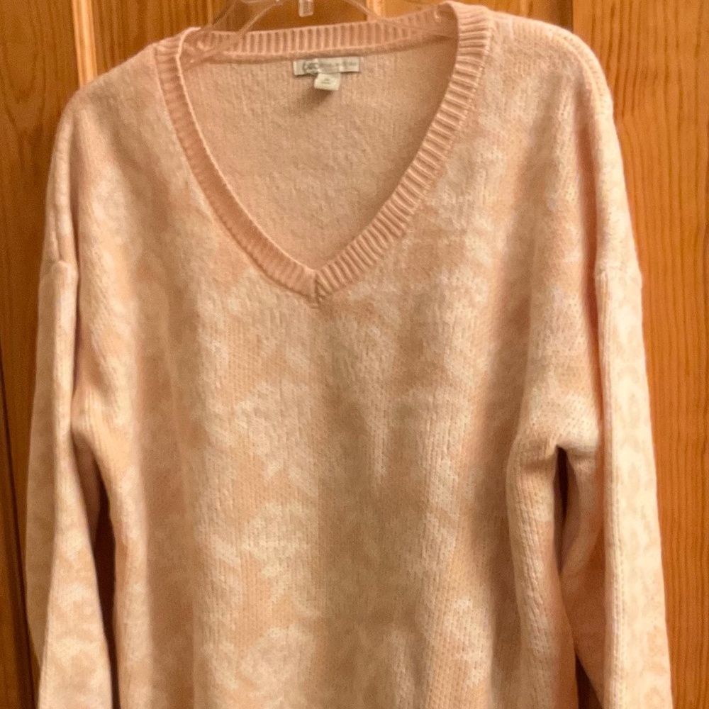 Cato Light Pink Rose V-Neck Sweater XL